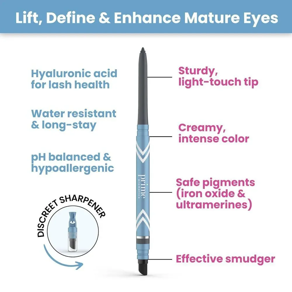 PrimeEyes Eyeliner Black Women's Mature Skin Water Resistant Long Stay Gel